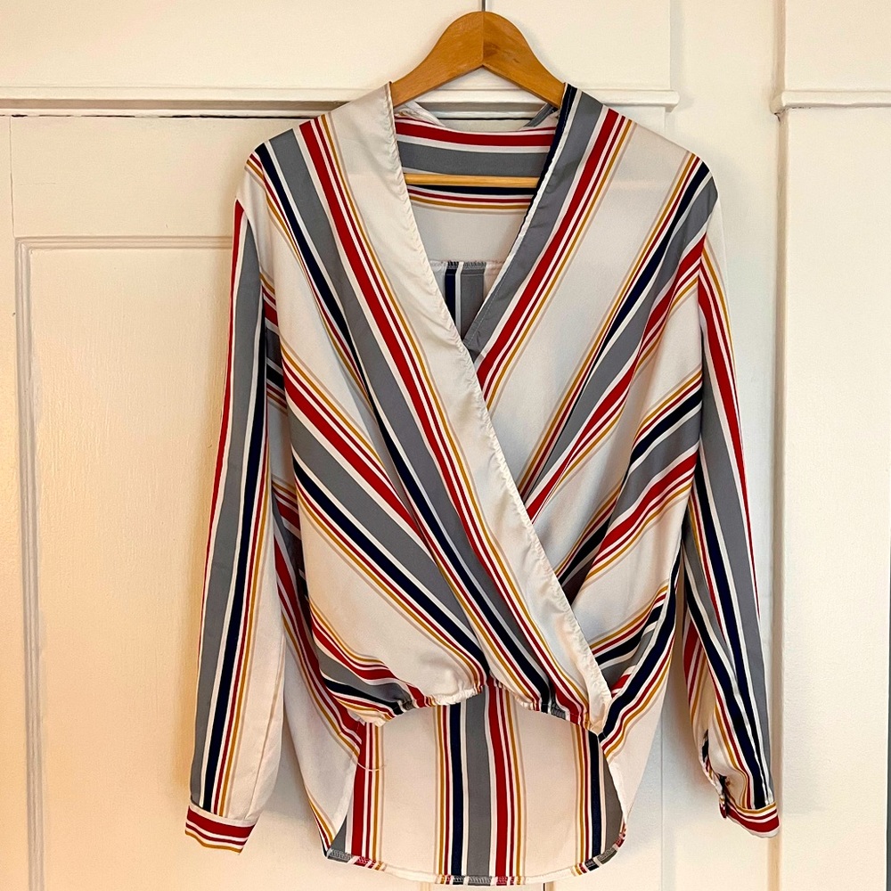 Boohoo Wrap Front Blouse